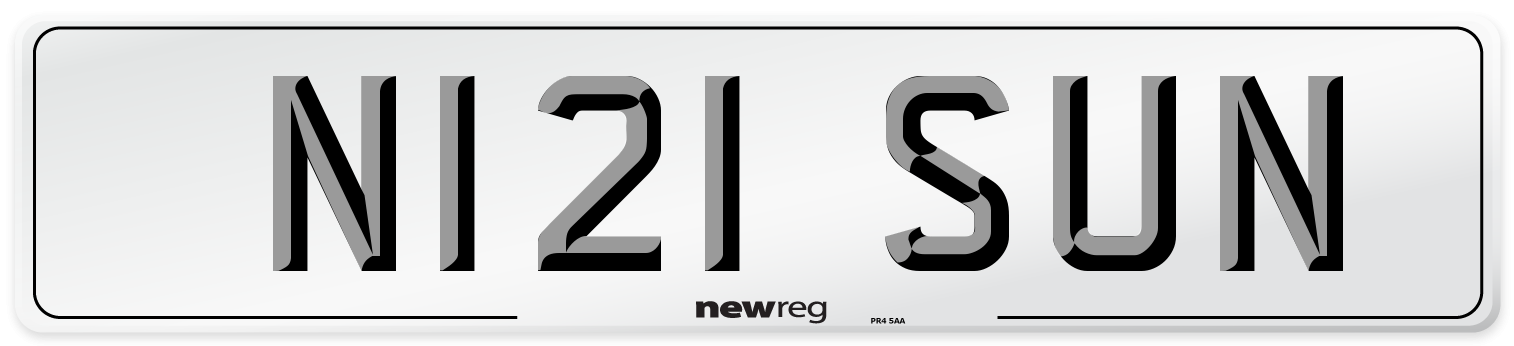 N121 SUN Number Plate from New Reg